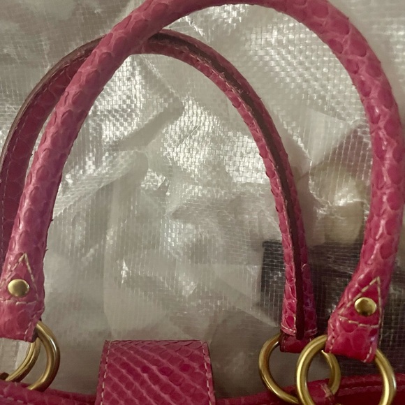 Coach Signature C Chenille Python Pink Butterfly Tote Bag Coach Purse Vintage - Picture 6 of 11